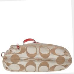 مملوكة مسبقًا Coach Red/Beige Signature Canvas Poppy Glam Tote