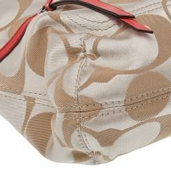 مملوكة مسبقًا Coach Red/Beige Signature Canvas Poppy Glam Tote