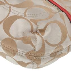 مملوكة مسبقًا Coach Red/Beige Signature Canvas Poppy Glam Tote