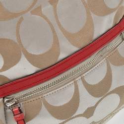 مملوكة مسبقًا Coach Red/Beige Signature Canvas Poppy Glam Tote