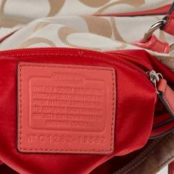 مملوكة مسبقًا Coach Red/Beige Signature Canvas Poppy Glam Tote