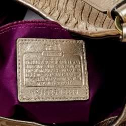 Pre Owned Coach Beige/Gold Signature Canvas And Leather Maggie Madison Gathered Hobo