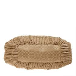 Pre Owned Coach Beige/Gold Signature Canvas And Leather Maggie Madison Gathered Hobo