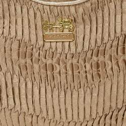 Pre Owned Coach Beige/Gold Signature Canvas And Leather Maggie Madison Gathered Hobo