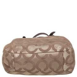 مملوكة مسبقًا Coach Beige/Brown Op Art Canvas and Patent Leather Tribeca Tote