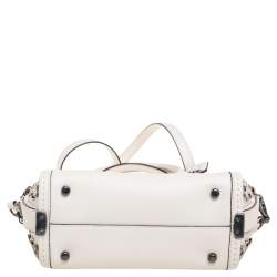 Pre Owned Coach Off-White Leather Willow Floral Swagger 20 Carryall Top Handle Bag