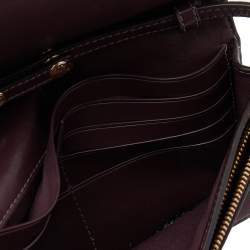 Coach Beige/Burgundy Floral Print Signature Canvas And Leather Hayden Crossbody Clutch