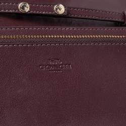 Coach Beige/Burgundy Floral Print Signature Canvas And Leather Hayden Crossbody Clutch