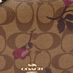 Coach Beige/Burgundy Floral Print Signature Canvas And Leather Hayden Crossbody Clutch