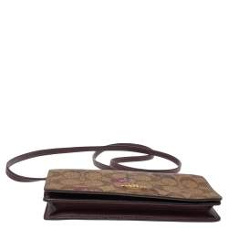 Coach Beige/Burgundy Floral Print Signature Canvas And Leather Hayden Crossbody Clutch