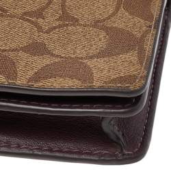 Coach Beige/Burgundy Floral Print Signature Canvas And Leather Hayden Crossbody Clutch