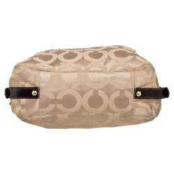 Coach Brown/Beige Signature Canvas and Patent Leather Maggie Shoulder Bag