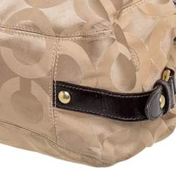 Coach Brown/Beige Signature Canvas and Patent Leather Maggie Shoulder Bag