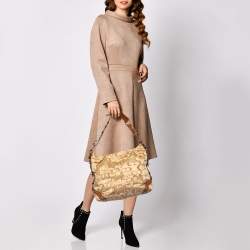 Pre Owned Coach Beige Canvas And Leather Carly Hobo