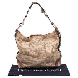 Pre Owned Coach Beige Canvas And Leather Carly Hobo