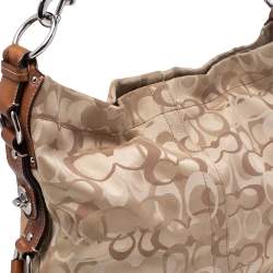 Pre Owned Coach Beige Canvas And Leather Carly Hobo