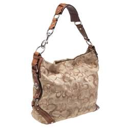 Pre Owned Coach Beige Canvas And Leather Carly Hobo
