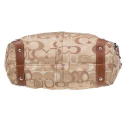 Pre Owned Coach Beige Canvas And Leather Carly Hobo