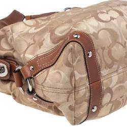 Pre Owned Coach Beige Canvas And Leather Carly Hobo