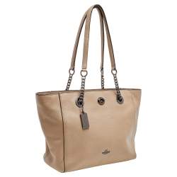Coach Grey Leather TurnLock Tote