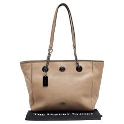 Coach Grey Leather TurnLock Tote