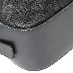 Pre Owned Coach Charcoal Grey Signature PVC and Leather Camera Bag