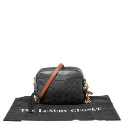 Pre Owned Coach Charcoal Grey Signature PVC and Leather Camera Bag
