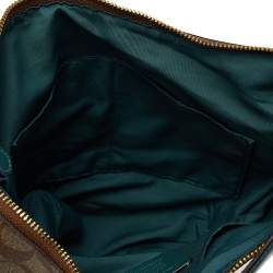 Coach Brown/Green Signature Coated Canvas and Leather Zip Hobo