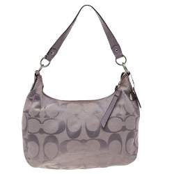 Coach Purple Signature Canvas and Patent Leather Hobo