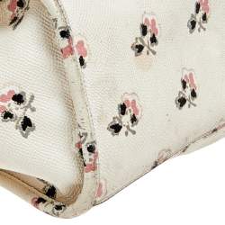 Pre Owned Coach Cream Floral Printed Leather Crosby Tote