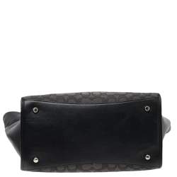 Pre Owned Coach Black Signature Canvas And Leather Crosby Tote