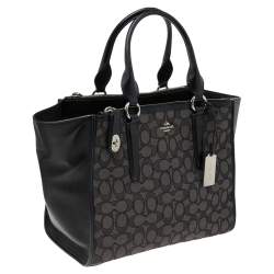 Pre Owned Coach Black Signature Canvas And Leather Crosby Tote