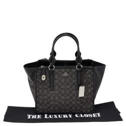 Pre Owned Coach Black Signature Canvas And Leather Crosby Tote