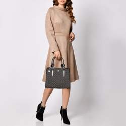 Pre Owned Coach Black Signature Canvas And Leather Crosby Tote