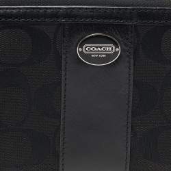 Coach Black Signature Canvas and Leather Zip Around Wallet