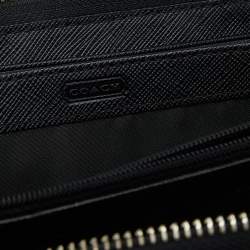 Coach Black Signature Canvas and Leather Zip Around Wallet