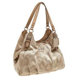 مملوكة مسبقًا Coach Beige Signature Canvas and Leather Madison Maggie Hobo
