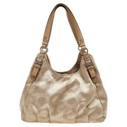 مملوكة مسبقًا Coach Beige Signature Canvas and Leather Madison Maggie Hobo