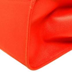 Pre Owned Coach Orange Textured Leather Zip Crosby Tote