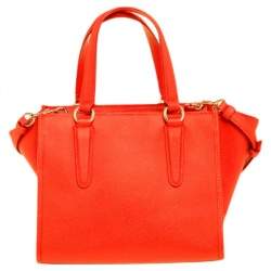 Pre Owned Coach Orange Textured Leather Zip Crosby Tote