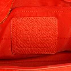 Pre Owned Coach Orange Textured Leather Zip Crosby Tote