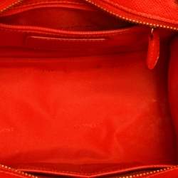 Pre Owned Coach Orange Textured Leather Zip Crosby Tote