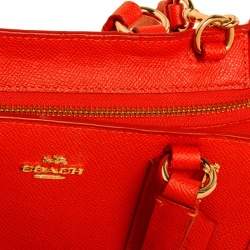 Pre Owned Coach Orange Textured Leather Zip Crosby Tote
