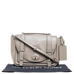 Pre Owned Coach Grey Leather Mini Bleecker Brooklyn Top Handle Bag