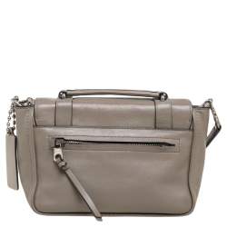 Pre Owned Coach Grey Leather Mini Bleecker Brooklyn Top Handle Bag