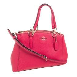 Pre Owned Coach Pink Leather Mini Christie Carryall Satchel