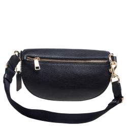 Pre Owned Coach Black Pebbled Leather Waist Belt Bag