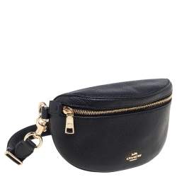 Pre Owned Coach Black Pebbled Leather Waist Belt Bag