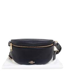 Pre Owned Coach Black Pebbled Leather Waist Belt Bag