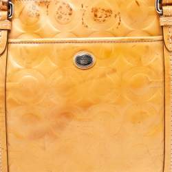 Coach Tan Patent Leather Peyton Op Art Double Zip Satchel